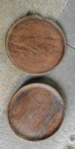 2 Solid wood plates from Valsesia, 19th century or earlier