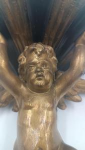 Mensola antica  angelo in legno dorato fine 700 , manifattura italiana -Antique Angel Shelf In Gilded Wood, Late 18th Century, Italian Manufacture - Foto 6