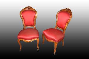 Gruppo di 4 sedie stile Luigi Filippo del 1800 in legno di noce 