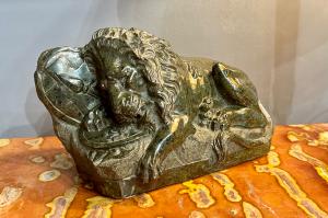 SCULTURA IN MARMO DEL LEONE DI LUCERNA DEL GRAND TOUR - XIX sec. 