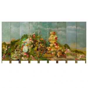 Antigo biombo francês pintado à mão - M/781 -