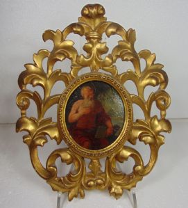 Gemälde aus dem 18. Jahrhundert, Öl auf Kupfer, das den Heiligen Hieronymus darstellt, und Rahmen aus dem 19. Jahrhundert
