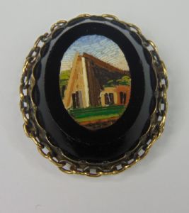 Silver-set micromosaic depicting ruins. Late 19th century