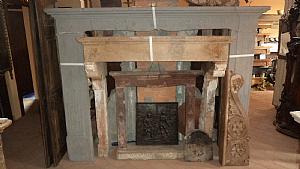 Ancient Lombard fireplace, stone, 18th century.