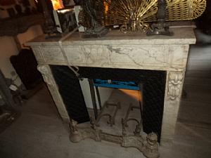 marble fireplace with cast iron