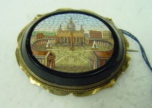Silver brooch with micro-mosaic depicting St. Peter's Square