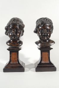 F. Duquesnoy (1597-1643), Paar Knaben, Bronze, H. 14 cm (25 cm Sockel)