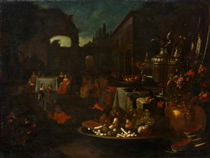 Pier Francesco Cittadini, genannt il Milanese, "Garten mit Obstbrunnen und Vorbereitung eines Festmahls"