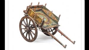 Wunderschöner bemalter Holzwagen, Sizilien, 19. Jahrhundert