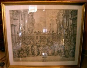 Antique Engraving "The Wedding at Cana" 17th Century