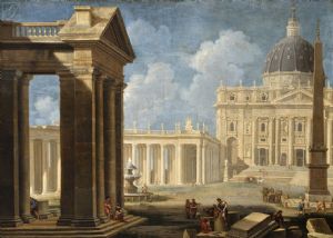 Pier Francesco Garola o Garolli (Giaveno, 1636 – Rom, 1716) - Ansicht eines Ausschnitts des Petersdoms und des Petersplatzes VERKAUFT