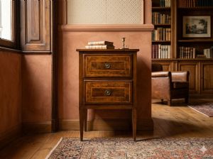 Louis XVI Walnut Burl Veneered Bedside Table - Restoration in progress_car 3370