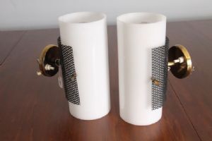 Pair of Stilnovo 1950s vintage wall sconces. Beautiful vintage design with double light beam!!