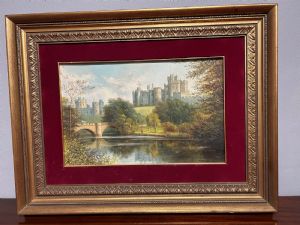 Paisagem inglesa do século XIX com castelo