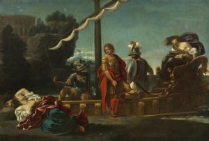 Rinaldo verlässt Armida, Werk von Sisto Badalocchio, 75 x 110 cm