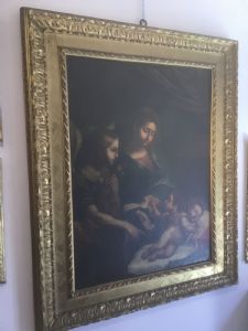 Gemälde aus dem 17. Jahrhundert: Madonna mit Kind, Engel und Johannesknabe