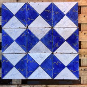 Maioliche con rombo blu e bianco
