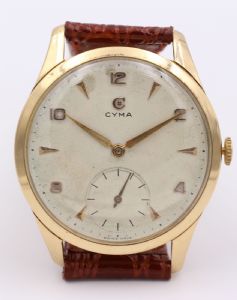 Orologio da polso Oversize Cyma in oro 18k , anni 50