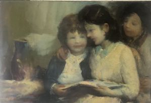Oil painting on canvas depicting "young girls"
