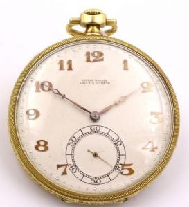 Ulysse Nardin 18k gold pocket watch circa 1940
