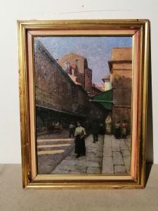 Anacleto Della Gatta (Sezze 1868 - Carmignano 1932) - Ponte Vecchio fine '800  - Dipinto firmato