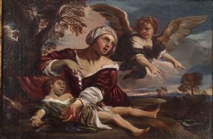 Agar e Ismaele nel deserto confortati dall'angelo 