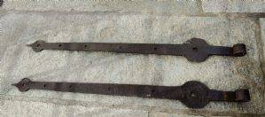 Pair of 17th century wrought iron door hinges 70 cm