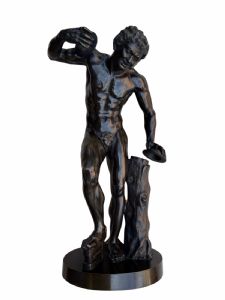 Scultura in bronzo raffigurante Fauno danzante con cembali firmata "Duchemin"