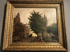 Veduta di una città in Belgio dell'Ottocento