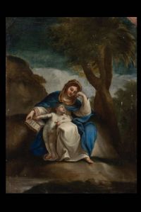Madonna mit Kind, Öl auf Kupfer