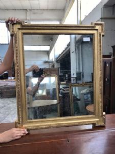 Louis XVI mirror in wood and gilded pastille - Restored (work in progress)_car 1752