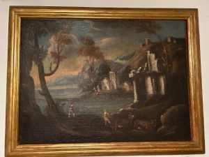Paisagem com figuras e ruínas do século XVIII