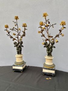 Paire de candélabres en bronze doré - Restauré (en cours) - Foto 9