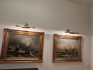 Marinebilder-Paar aus dem 19. Jahrhundert