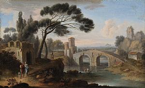 HENDRIK VAN LINT, CALLED "MONSÙ STUDIO" - Imaginary view of Nomentano or Salario Bridge - SOLD
