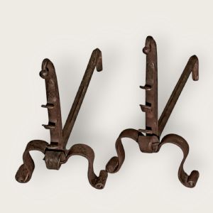 Pair of 17th-century wrought iron and assembled andirons