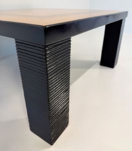 Grande tavolo da caffè componibile  formato da quattro elementi modulari, con intarsi lignei  - Foto 9