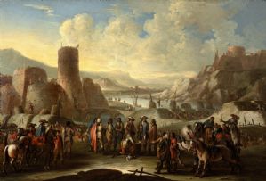 Francesco Antonio Simonini (Parma, 1686-1766) - Scena militare con firma di un trattato