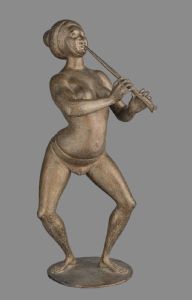 Rito Valla (Bologna, 1911 - 1991) - Suonatrice di flauto - Bronzo - 1970 c.a