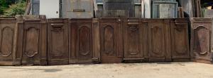 DARB242 - Boiserie in noce con pannelli scolpiti, epoca '700, misura 7,20 metri lineari x H 1,60
