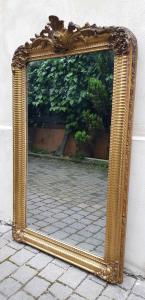Antique French mirror with crest and silvered mirror