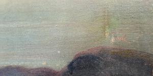 NOCTURNO EN PORTO VENERE - Óleo sobre lienzo - GIUSEPPE CASELLI (1893 - 1976) - Foto 7
