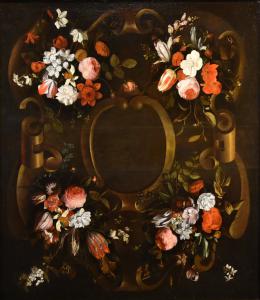 Guirlanda de flores com cartela, Frans van Everbroeck (Antuérpia, 1628 – Londres 1693)