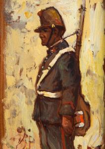 Giovanni Bartolena "Soldier", oil on panel, 1920s/1930s - Foto 5