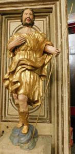 dars450 - polychrome Holzstatue, Zeitraum 18./19. Jahrhundert, Maße cm B 45 x H 97 x T 27