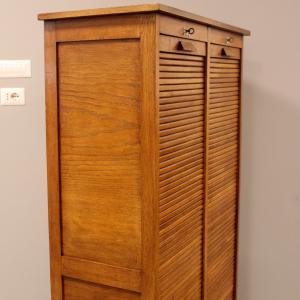 Antico classificatore archivio schedario serranda in rovere - Foto 6