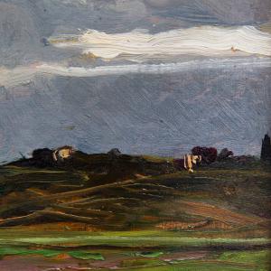 Lorenzo Delleani, “Hilly Landscape”, oil on panel, 1887 - Foto 5