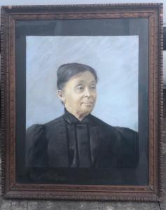 Dipinto,tempera su carta raffigurante figura femminile.Firma:V.Perazzo 1902.