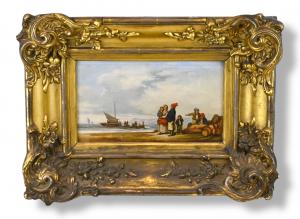 Scena Marittima - Olio Su Tela - Scuola Olandese XIX Secolo 