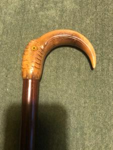 Stock mit Horngriff, der einen Ibis-Vogel darstellt.